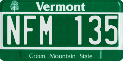 VT license plate NFM135