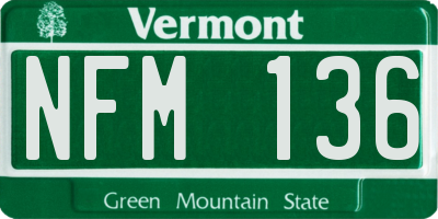 VT license plate NFM136