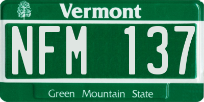 VT license plate NFM137