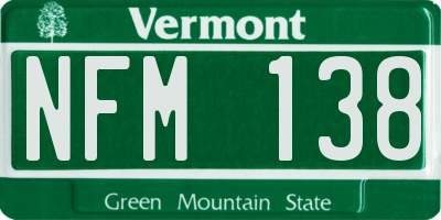 VT license plate NFM138