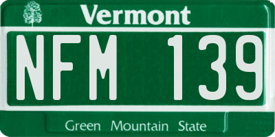 VT license plate NFM139