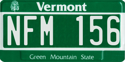 VT license plate NFM156