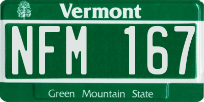 VT license plate NFM167
