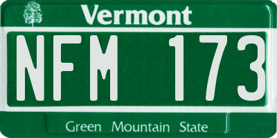 VT license plate NFM173