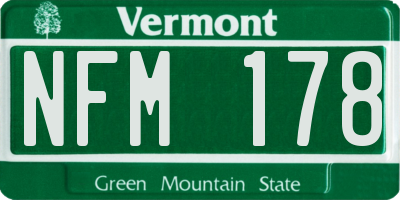 VT license plate NFM178