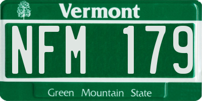 VT license plate NFM179