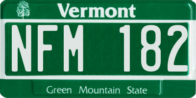 VT license plate NFM182