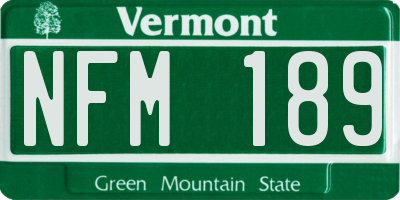 VT license plate NFM189