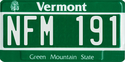 VT license plate NFM191