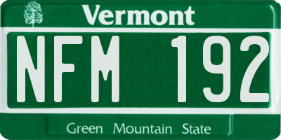 VT license plate NFM192