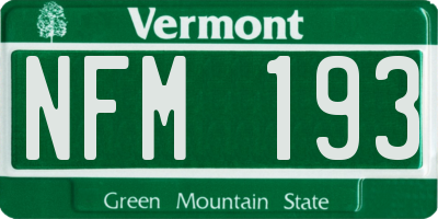 VT license plate NFM193