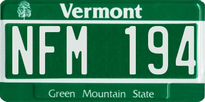 VT license plate NFM194
