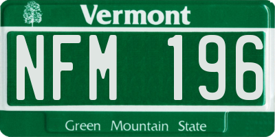 VT license plate NFM196