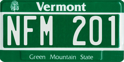 VT license plate NFM201