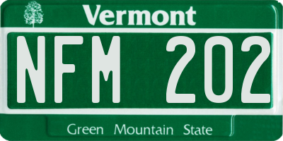 VT license plate NFM202