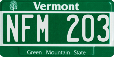 VT license plate NFM203