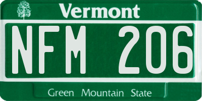 VT license plate NFM206
