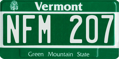 VT license plate NFM207
