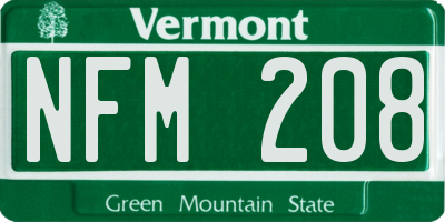 VT license plate NFM208
