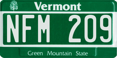 VT license plate NFM209