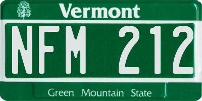 VT license plate NFM212