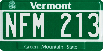VT license plate NFM213