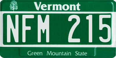 VT license plate NFM215