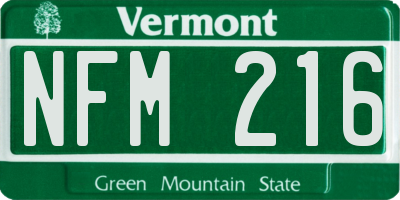 VT license plate NFM216