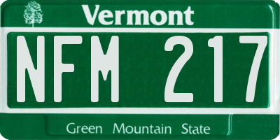 VT license plate NFM217
