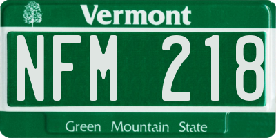 VT license plate NFM218