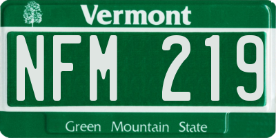 VT license plate NFM219