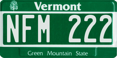 VT license plate NFM222