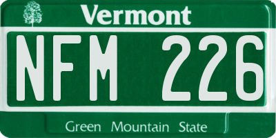 VT license plate NFM226
