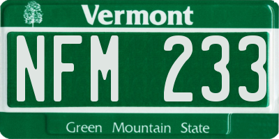 VT license plate NFM233