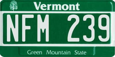 VT license plate NFM239