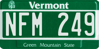 VT license plate NFM249