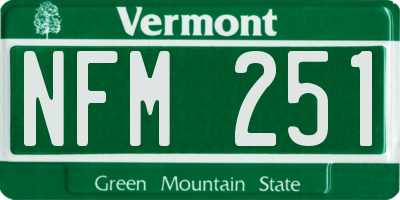 VT license plate NFM251