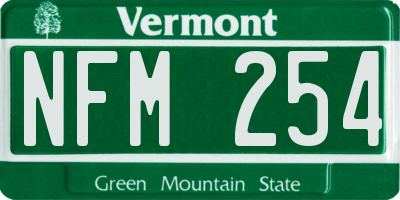 VT license plate NFM254