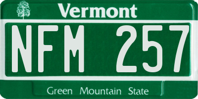 VT license plate NFM257