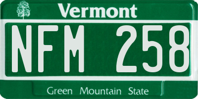 VT license plate NFM258