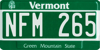 VT license plate NFM265