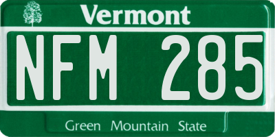 VT license plate NFM285