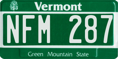 VT license plate NFM287
