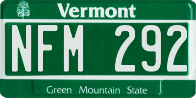VT license plate NFM292