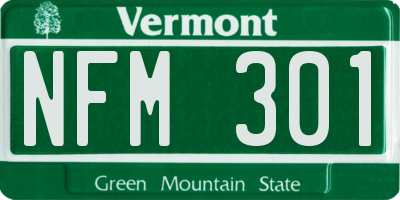 VT license plate NFM301