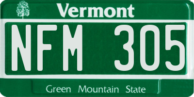 VT license plate NFM305