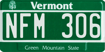 VT license plate NFM306