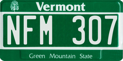 VT license plate NFM307