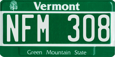 VT license plate NFM308