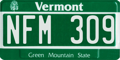 VT license plate NFM309